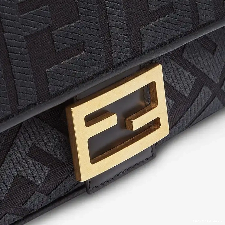 Cheap In Laser FF with Fendi Black Strap Bag Medium Canvas Cut Motif Baguette 0701